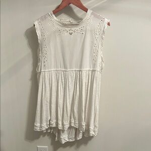 Free People White Lace Detail Blouse